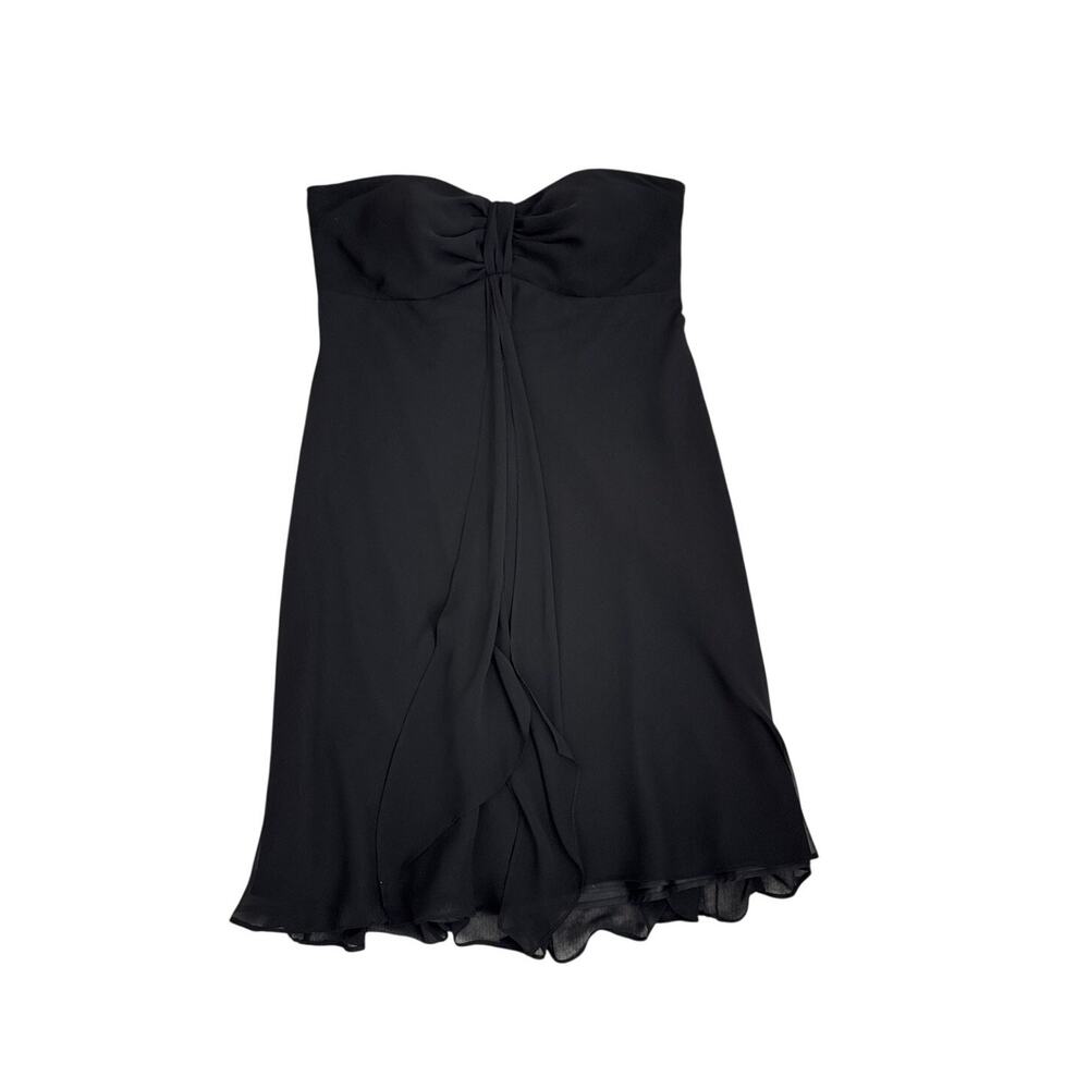 White House Black Market Black Tie Chiffon Strapless LBD Cocktail Dress Size 6